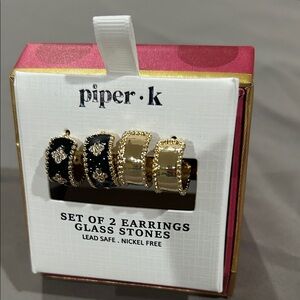 Piper K Gold and Black Earrings Set